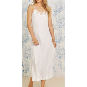 NWT Eileen West SANTORINI SATIN GOWN - WHITE size S